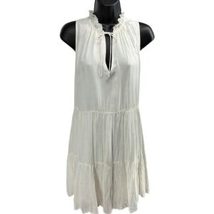 Aritzia Wilfred Sidonie Ivory Tiered Babydoll Dress Ruffle Tie S